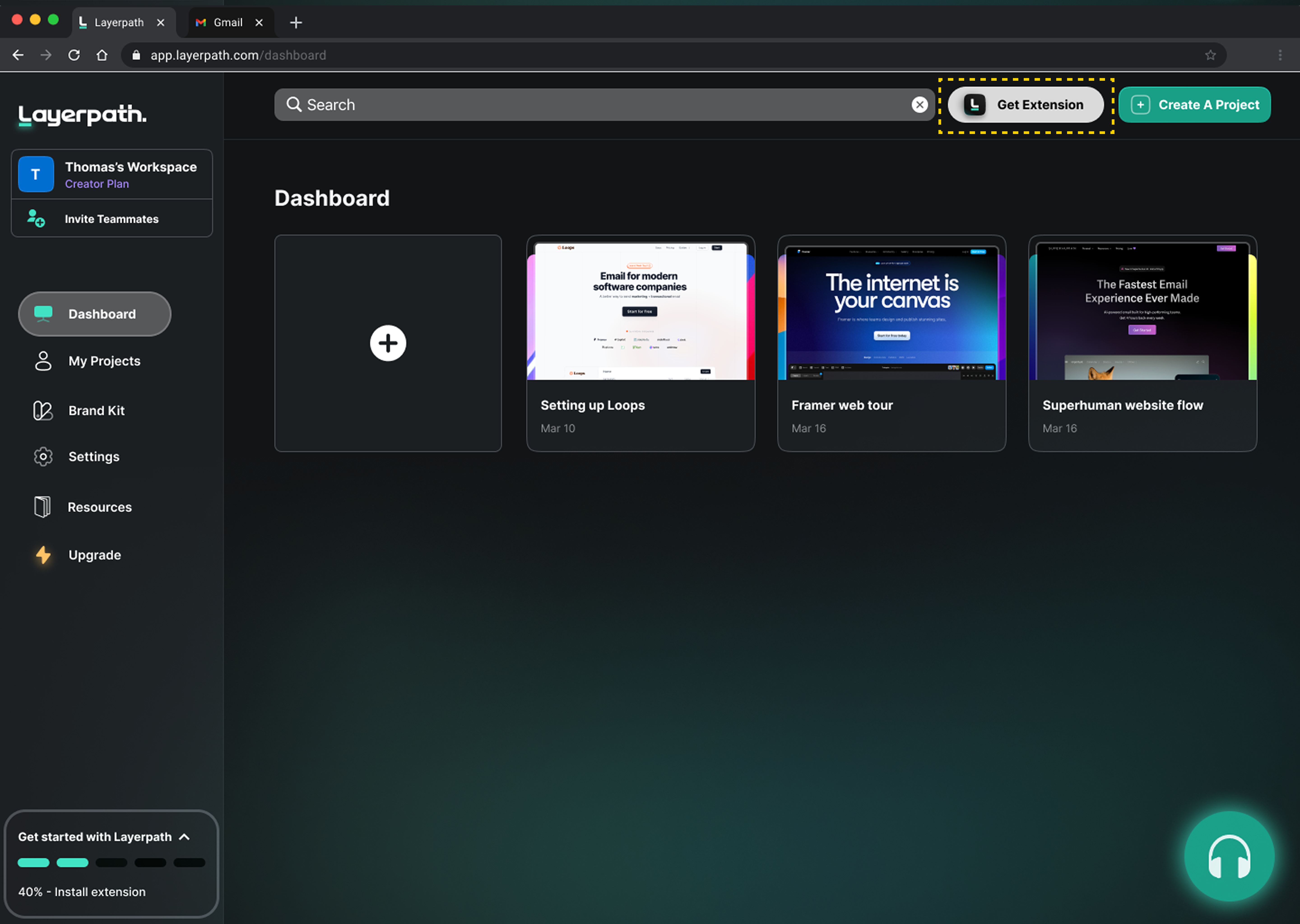 Dashboard extension download prompt